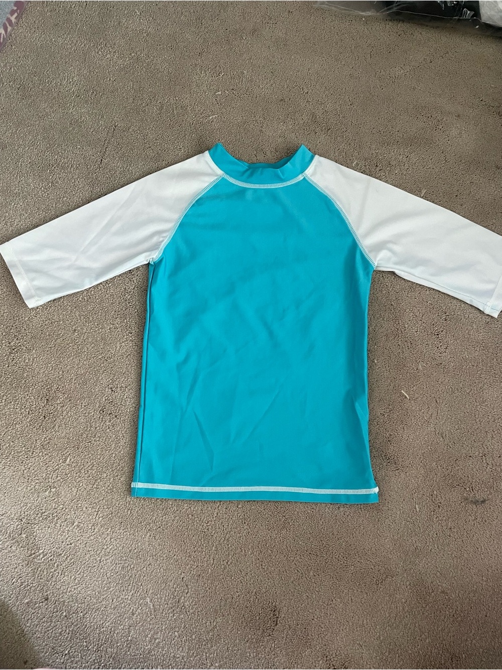 Raya Sun Kids Turquoise and White Rash Guard Swim Shirt